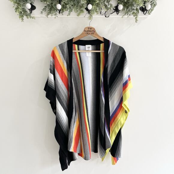 CAbi Sweaters - Cabi serape poncho Black And White Striped Flowy style 599 Size XS/S